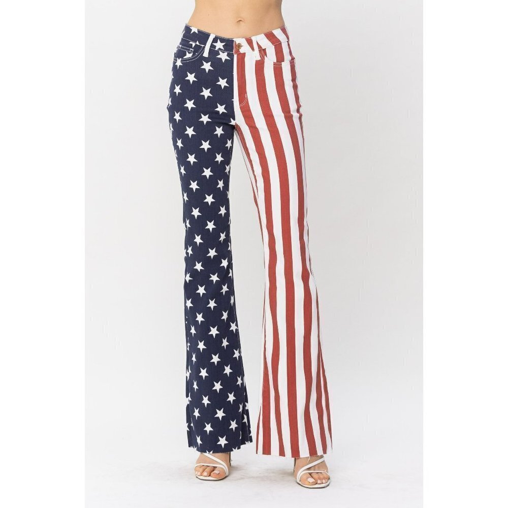 Judy Blue Americana Flag Flare Jeans Size 13